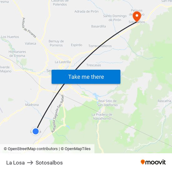 La Losa to Sotosalbos map