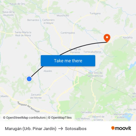 Marugán (Urb. Pinar Jardín) to Sotosalbos map