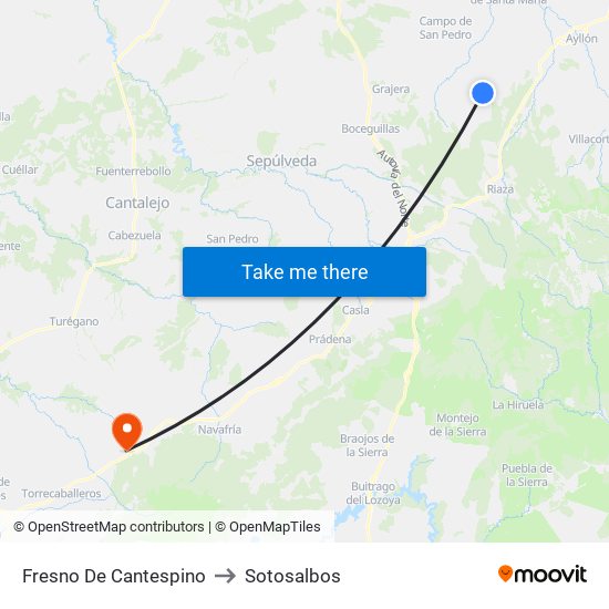 Fresno De Cantespino to Sotosalbos map