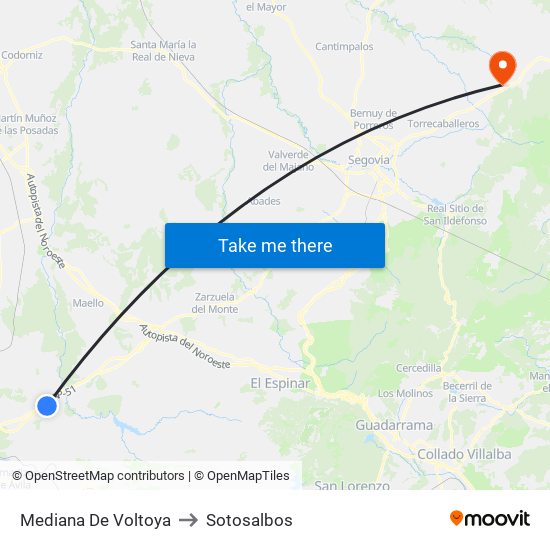 Mediana De Voltoya to Sotosalbos map