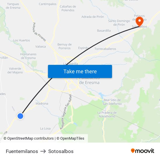 Fuentemilanos to Sotosalbos map