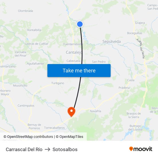 Carrascal Del Río to Sotosalbos map