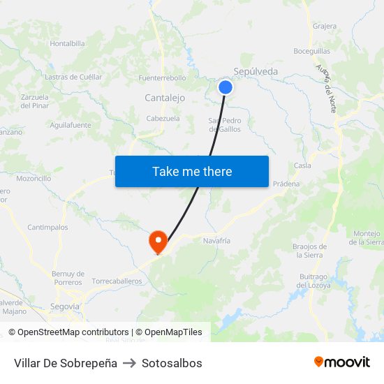 Villar De Sobrepeña to Sotosalbos map