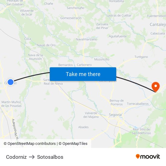 Codorniz to Sotosalbos map
