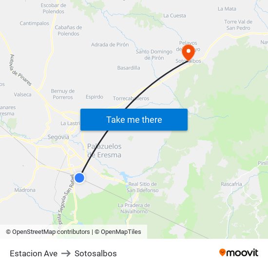 Estacion Ave to Sotosalbos map