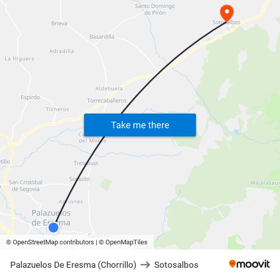 Palazuelos De Eresma (Chorrillo) to Sotosalbos map