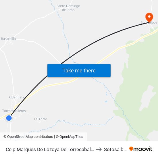 Ceip Marqués De Lozoya De Torrecaballeros to Sotosalbos map