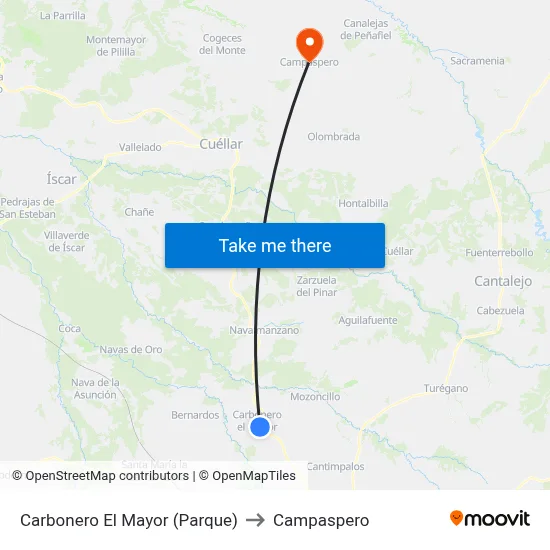 Carbonero El Mayor (Parque) to Campaspero map
