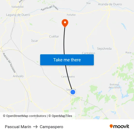 Pascual Marín to Campaspero map