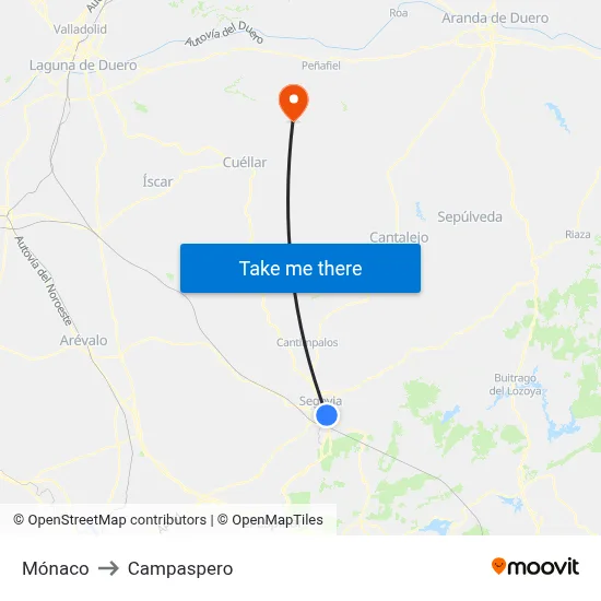 Mónaco to Campaspero map