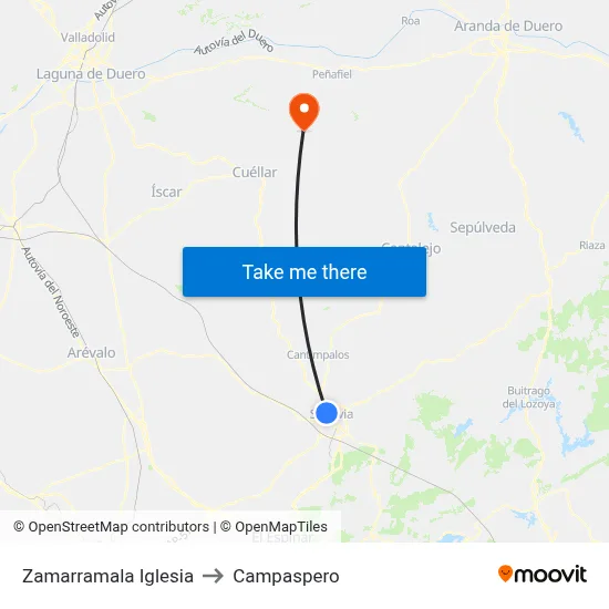 Zamarramala Iglesia to Campaspero map