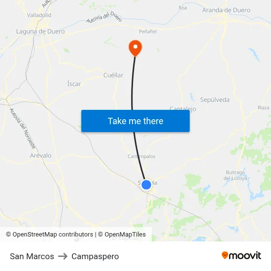 San Marcos to Campaspero map
