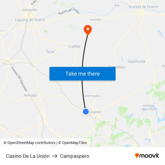 Casino De La Unión to Campaspero map