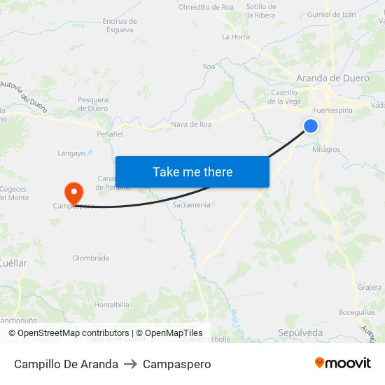 Campillo De Aranda to Campaspero map