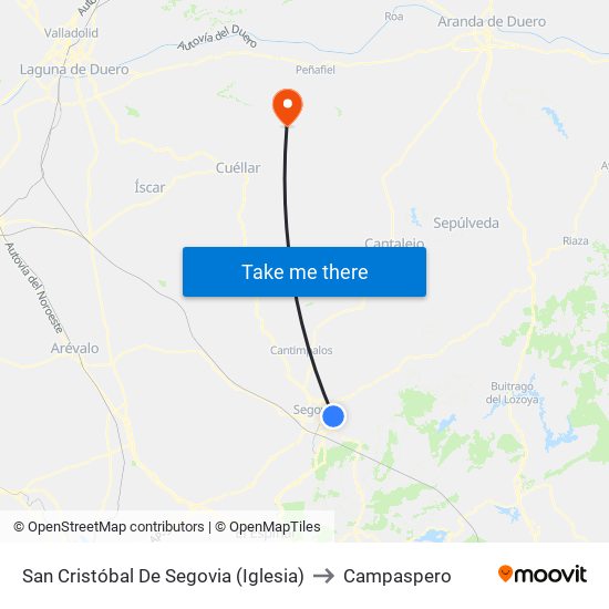San Cristóbal De Segovia (Iglesia) to Campaspero map