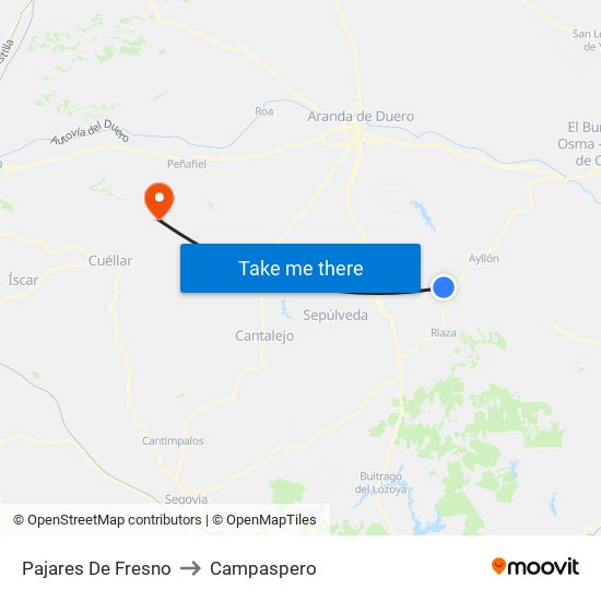 Pajares De Fresno to Campaspero map