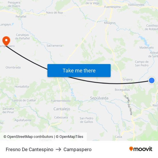 Fresno De Cantespino to Campaspero map