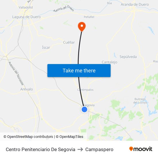 Centro Penitenciario De Segovia to Campaspero map