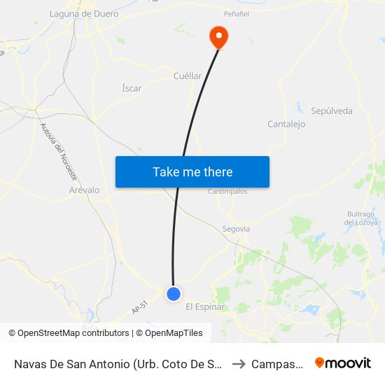 Navas De San Antonio (Urb. Coto De San Isidro) to Campaspero map