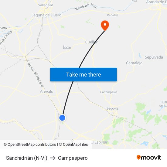 Sanchidrián (N-Vi) to Campaspero map