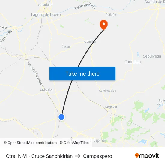 Ctra. N-Vi - Cruce Sanchidrián to Campaspero map
