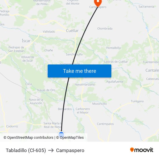 Tabladillo (Cl-605) to Campaspero map