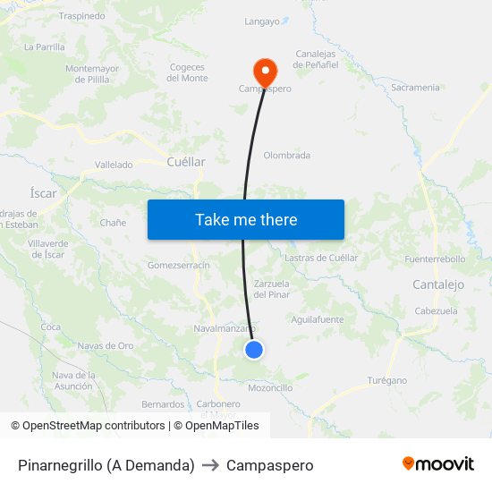 Pinarnegrillo (A Demanda) to Campaspero map