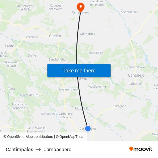 Cantimpalos to Campaspero map