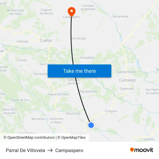 Parral De Villovela to Campaspero map