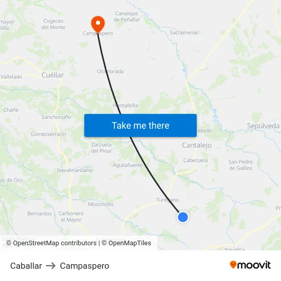Caballar to Campaspero map