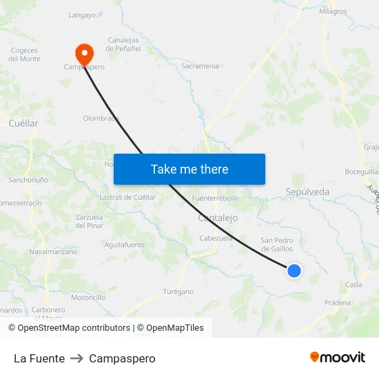 La Fuente to Campaspero map