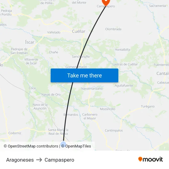 Aragoneses to Campaspero map