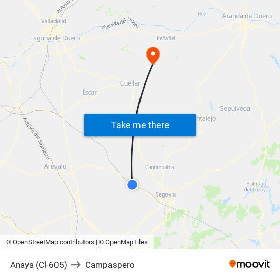 Anaya (Cl-605) to Campaspero map