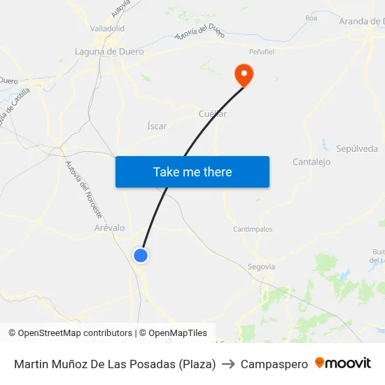 Martin Muñoz De Las Posadas (Plaza) to Campaspero map