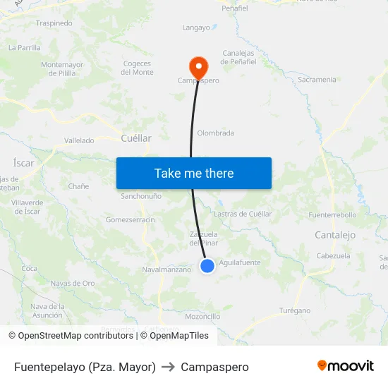 Fuentepelayo (Pza. Mayor) to Campaspero map