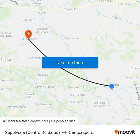 Sepúlveda (Centro De Salud) to Campaspero map