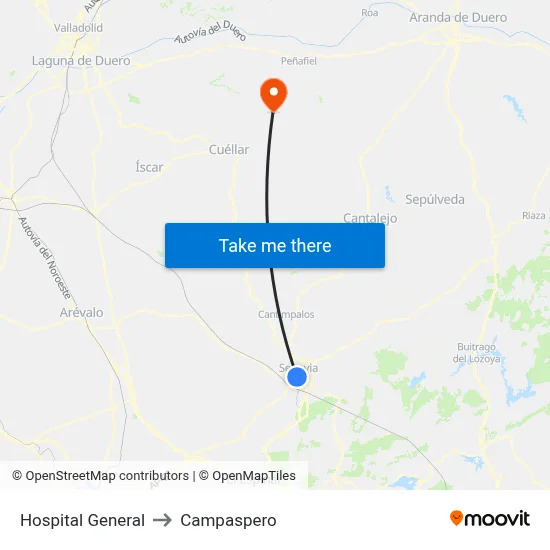 Hospital General to Campaspero map