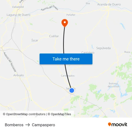 Bomberos to Campaspero map