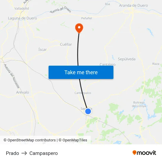 Prado to Campaspero map