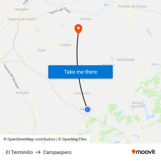El Terminillo to Campaspero map