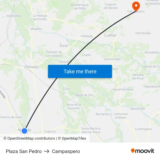 Plaza San Pedro to Campaspero map