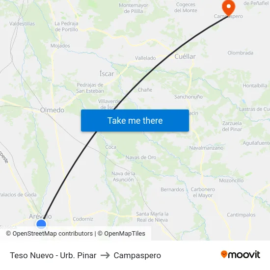 Teso Nuevo - Urb. Pinar to Campaspero map
