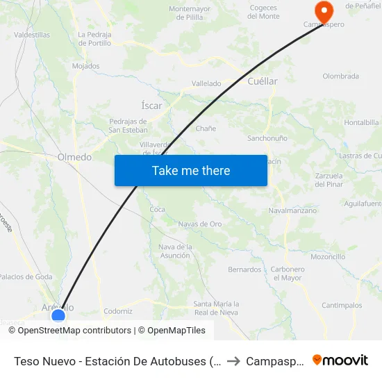 Teso Nuevo - Estación De Autobuses (Myla) to Campaspero map
