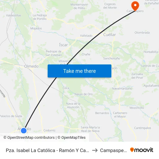 Pza. Isabel La Católica - Ramón Y Cajal to Campaspero map
