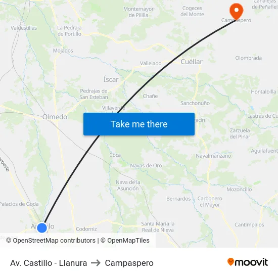 Av. Castillo - Llanura to Campaspero map