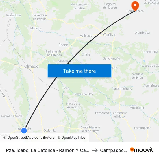 Pza. Isabel La Católica - Ramón Y Cajal to Campaspero map