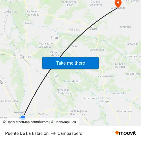 Puente De La Estación to Campaspero map