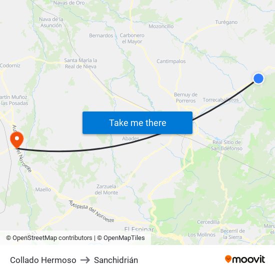 Collado Hermoso to Sanchidrián map