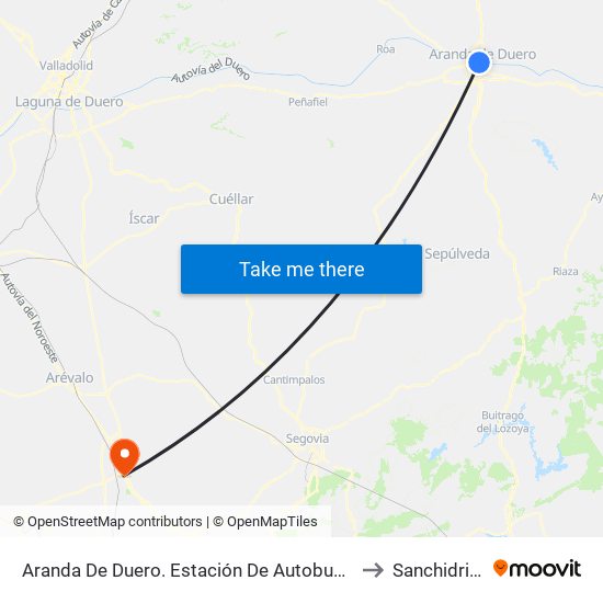 Aranda De Duero. Estación De Autobuses. to Sanchidrián map