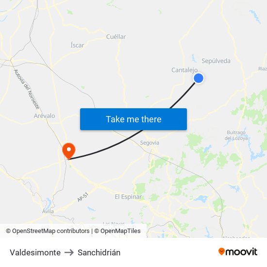 Valdesimonte to Sanchidrián map